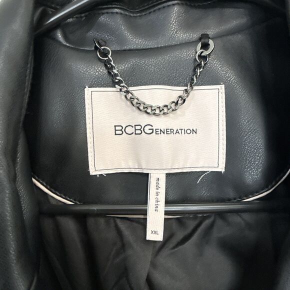 BCBG Maxazria Vegan Leather Coat Blazer Womens Size XXL Black Soft - Picture 4 of 7